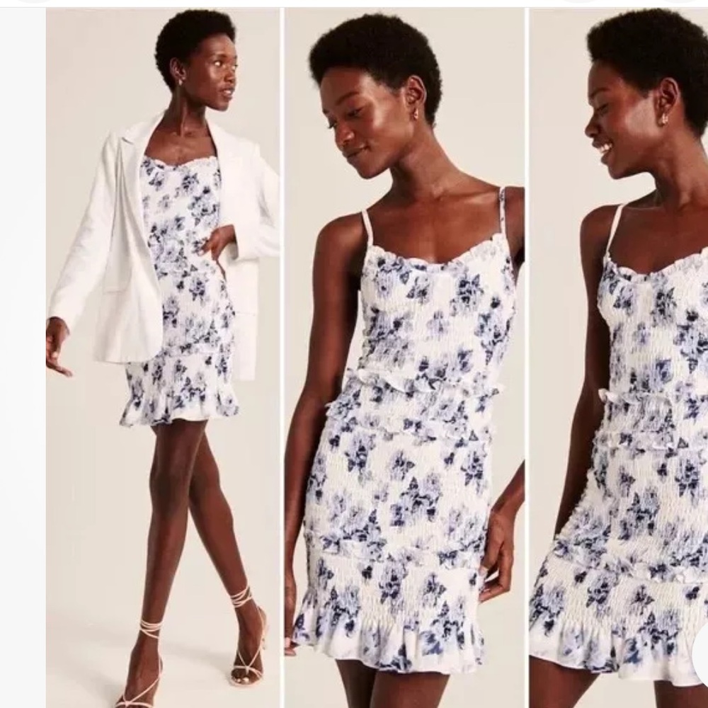 Abercrombie and Fitch NWT SZ XXLP blue white guest collection smocked mini dress